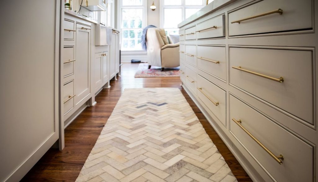 traditional vibe with herringbone floors