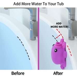 Small Bathtub depth extender gadget showing how it adds couple of inches to water level