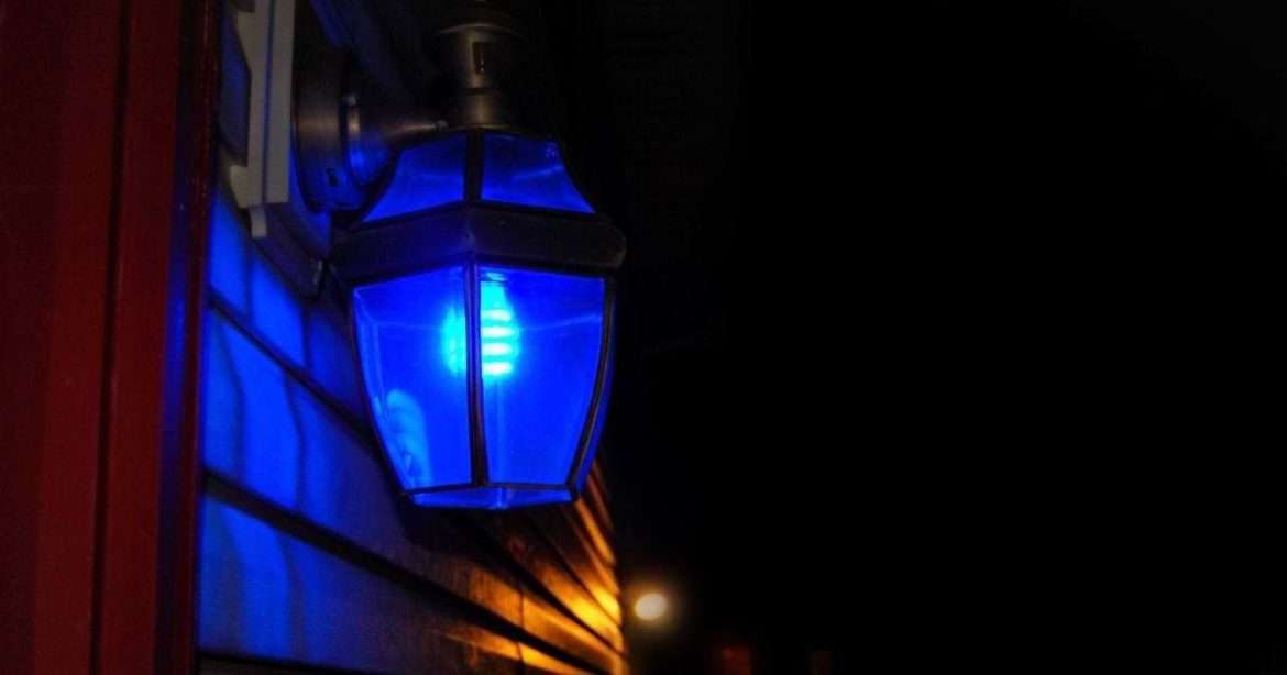blue lights on houses