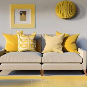 Bold Yellows Colours that go with beige sofa