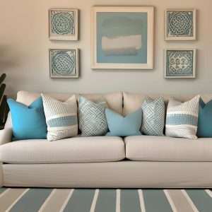 Coastal Blues Colours that go with beige sofa