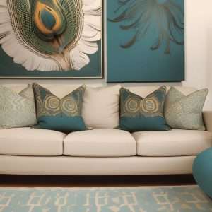 Exotic Teals Colours that go with beige sofa