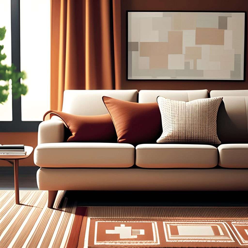 Terracotta Tranquility Colours that go with beige sofa